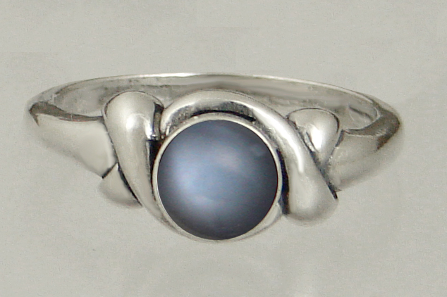 Sterling Silver Lover's Knot Ring With Grey Moonstone Size 9